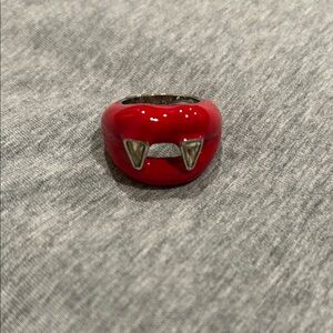 Betsey Johnson Red Vampire Fang Ring Sz 6